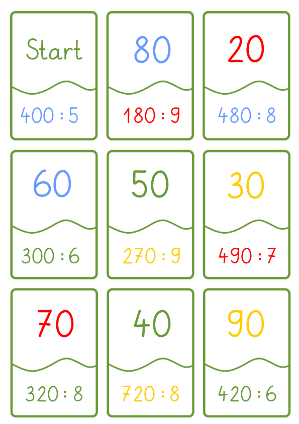 Zahlenlesespiel Divison mit großen Zahlen